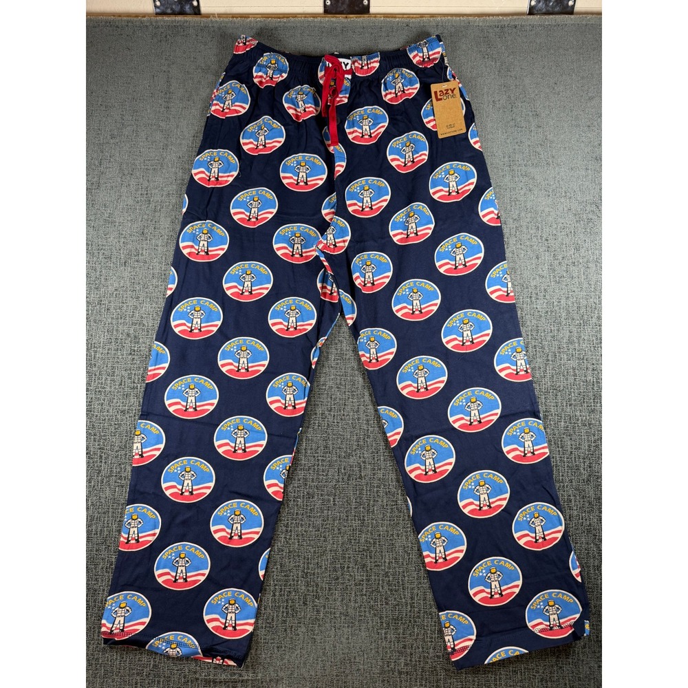 Lazy One Space Camp Pajama Pants Navy Blue Astronaut Cotton Sleepwear Large NWT